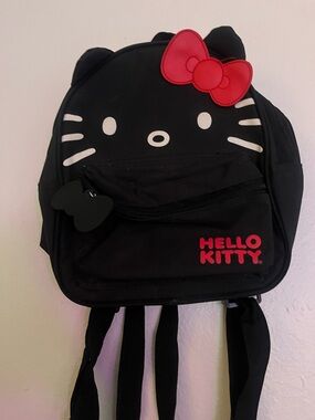Hello Kitty Black Mini Backpack with Red Bow Accent